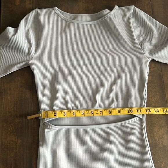 Cut Out Waist Bodycon Dress Long Sleeve Mini Hourglass Shape Wear Dress - Picture 8 of 9